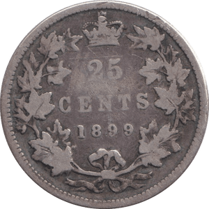 1899 SILVER TWENTY FIVE CENTS - SILVER WORLD COINS - Cambridgeshire Coins