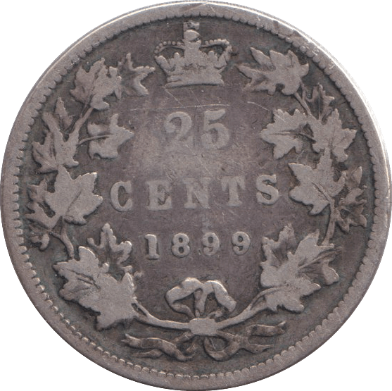 1899 SILVER TWENTY FIVE CENTS - SILVER WORLD COINS - Cambridgeshire Coins