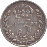 1899 THREEPENCE ( FINE ) - THREEPENCE - Cambridgeshire Coins