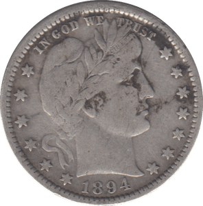 1899 USA QUARTER DOLLAR - SILVER WORLD COINS - Cambridgeshire Coins