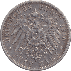 1900 FIVE MARK MUNICH D - SILVER WORLD COINS - Cambridgeshire Coins