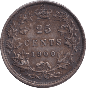 1900 SILVER 25 CENT CANADA - SILVER WORLD COINS - Cambridgeshire Coins