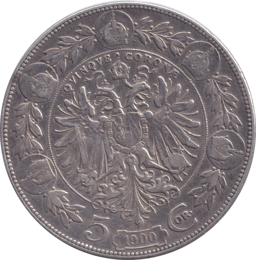 1900 SILVER 5 CORONA AUSTRIA - SILVER WORLD COINS - Cambridgeshire Coins