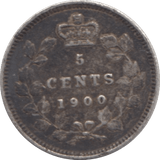 1900 SILVER FIVE CENTS CANADA - SILVER WORLD COINS - Cambridgeshire Coins