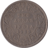 1900 TWO ANNAS INDIA - SILVER WORLD COINS - Cambridgeshire Coins