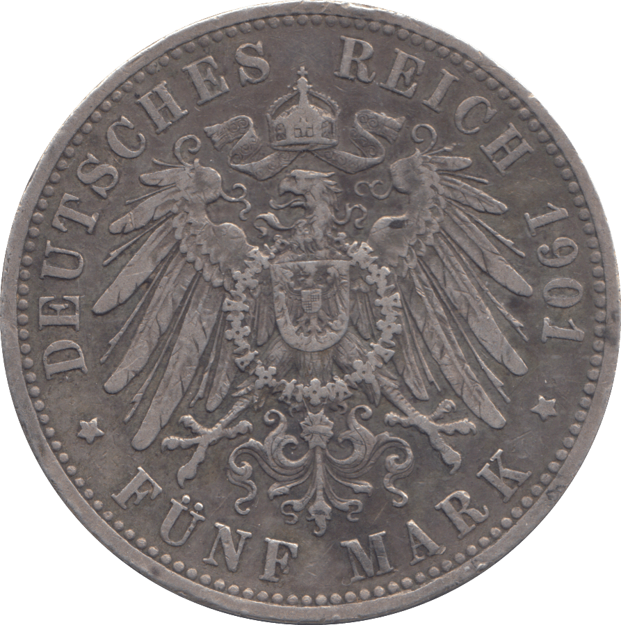 1901 5 MARK GERMANY - WORLD COINS - Cambridgeshire Coins