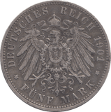 1901 5 MARK GERMANY - WORLD COINS - Cambridgeshire Coins