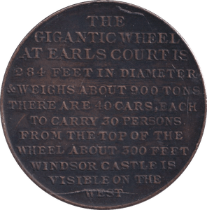 1901 EARLS COURT WHEEL MEDALLION - MEDALS & MEDALLIONS - Cambridgeshire Coins