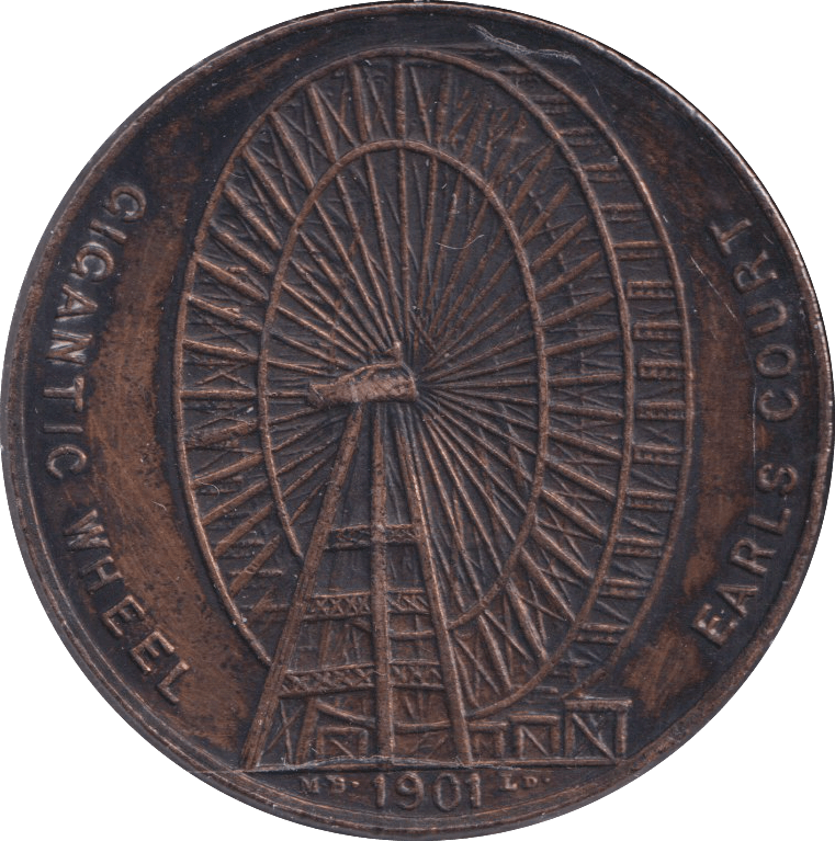 1901 EARLS COURT WHEEL MEDALLION - MEDALS & MEDALLIONS - Cambridgeshire Coins