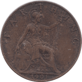 1901 FARTHING ( GVF ) - Farthing - Cambridgeshire Coins