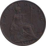 1901 FARTHING ( GVF ) - FARTHING - Cambridgeshire Coins