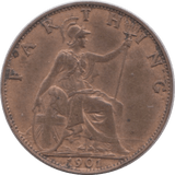 1901 FARTHING ( UNC ) - Farthing - Cambridgeshire Coins