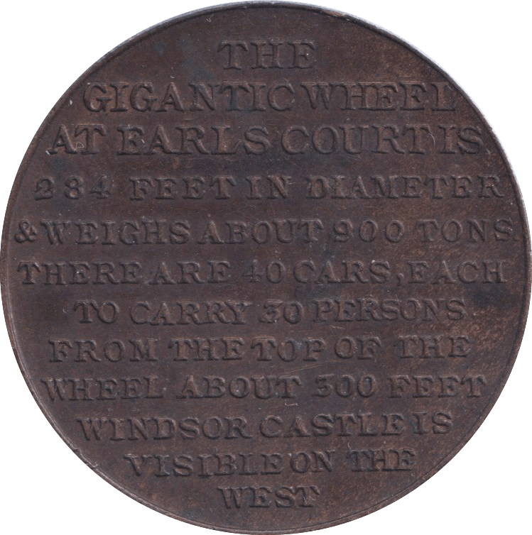 1901 GIGANTIC WHEEL COMMEMORATIVE MEDALLION - MEDALS & MEDALLIONS - Cambridgeshire Coins