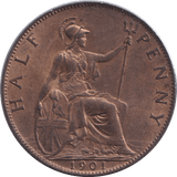 1901 HALFPENNY ( UNC ) - WORLD COINS - Cambridgeshire Coins