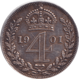 1901 MAUNDY FOURPENCE ( VF ) - FOURPENCE - Cambridgeshire Coins