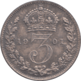 1901 MAUNDY THREE PENCE ( UNC ) 2 - MAUNDY THREEPENCE - Cambridgeshire Coins