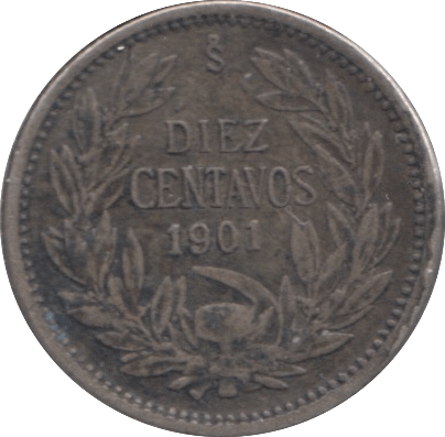 1901 SILVER 10 CENTAVOS CHILE - SILVER WORLD COINS - Cambridgeshire Coins