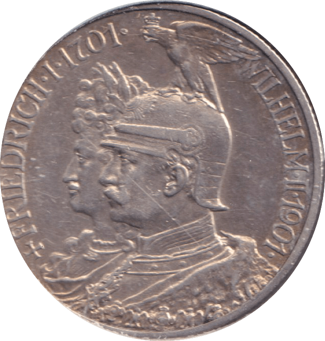 1901 SILVER 2 MARK GERMANY/PRUSSIA - SILVER WORLD COINS - Cambridgeshire Coins