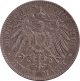 1901 SILVER 2 MARK GERMANY - SILVER WORLD COINS - Cambridgeshire Coins
