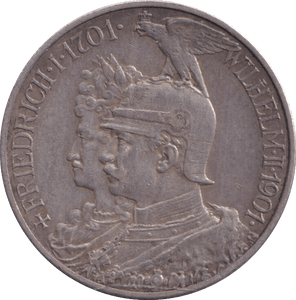 1901 SILVER 2 MARK GERMANY - SILVER WORLD COINS - Cambridgeshire Coins