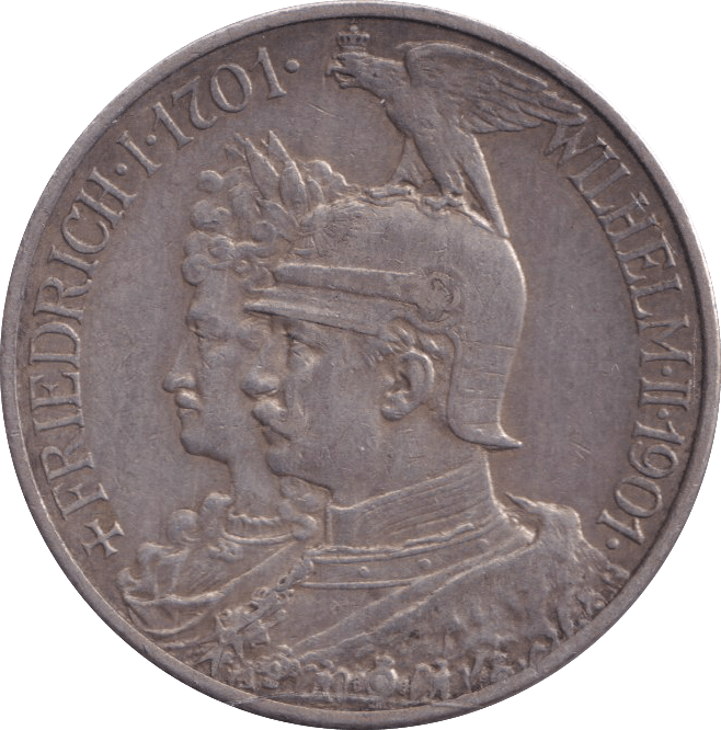 1901 SILVER 2 MARK GERMANY - SILVER WORLD COINS - Cambridgeshire Coins