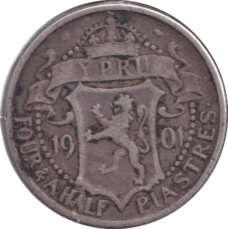1901 SILVER 4 1/2 PIASTRES CYPRUS - SILVER WORLD COINS - Cambridgeshire Coins