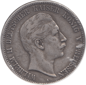 1901 SILVER FIVE MARKS GERMANY - SILVER WORLD COINS - Cambridgeshire Coins