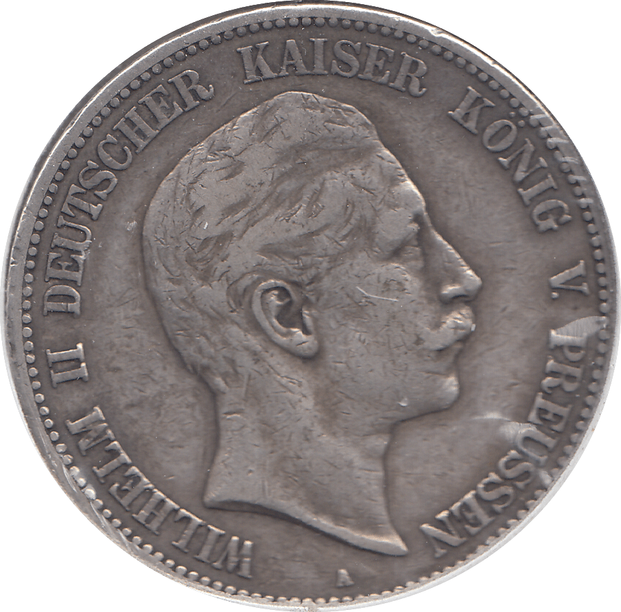 1901 SILVER FIVE MARKS GERMANY - SILVER WORLD COINS - Cambridgeshire Coins