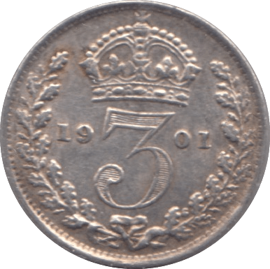 1901 SILVER THREEPENCE ( EF ) - Threepence - Cambridgeshire Coins