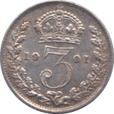 1901 SILVER THREEPENCE ( EF ) - Threepence - Cambridgeshire Coins