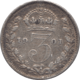 1901 SILVER THREEPENCE ( FINE ) - Threepence - Cambridgeshire Coins