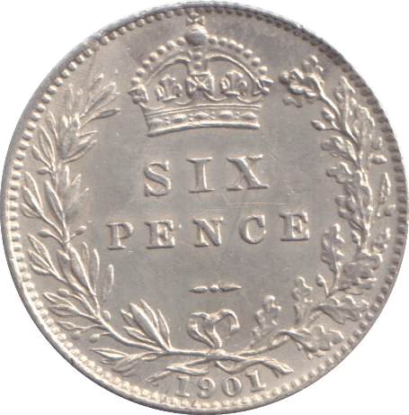 1901 SIXPENCE ( AUNC ) - SIXPENCE - Cambridgeshire Coins