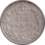 1901 SIXPENCE ( AUNC ) - SIXPENCE - Cambridgeshire Coins