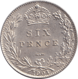 1901 SIXPENCE ( EF ) - SIXPENCE - Cambridgeshire Coins