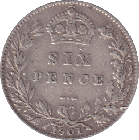 1901 SIXPENCE (FINE) - SIXPENCE - Cambridgeshire Coins
