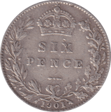 1901 SIXPENCE (FINE) - SIXPENCE - Cambridgeshire Coins