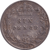 1901 SIXPENCE ( VF ) - SIXPENCE - Cambridgeshire Coins