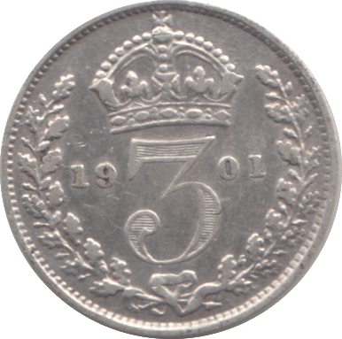 1901 THREEPENCE ( EF ) - THREEPENCE - Cambridgeshire Coins