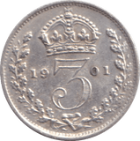 1901 THREEPENCE ( EF ) - WORLD COINS - Cambridgeshire Coins