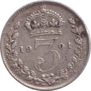 1901 THREEPENCE ( GVF ) - Farthing - Cambridgeshire Coins