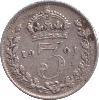 1901 THREEPENCE ( GVF ) - Farthing - Cambridgeshire Coins