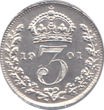 1901 THREEPENCE ( UNC ) - THREEPENCE - Cambridgeshire Coins