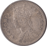 1901 TWO ANNAS INDIA - SILVER WORLD COINS - Cambridgeshire Coins
