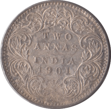 1901 TWO ANNAS INDIA - SILVER WORLD COINS - Cambridgeshire Coins