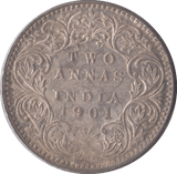 1901 TWO ANNAS INDIA - SILVER WORLD COINS - Cambridgeshire Coins