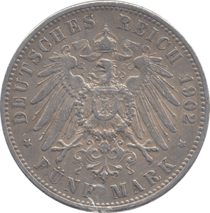 1902 5 MARK GERMANY - WORLD COINS - Cambridgeshire Coins