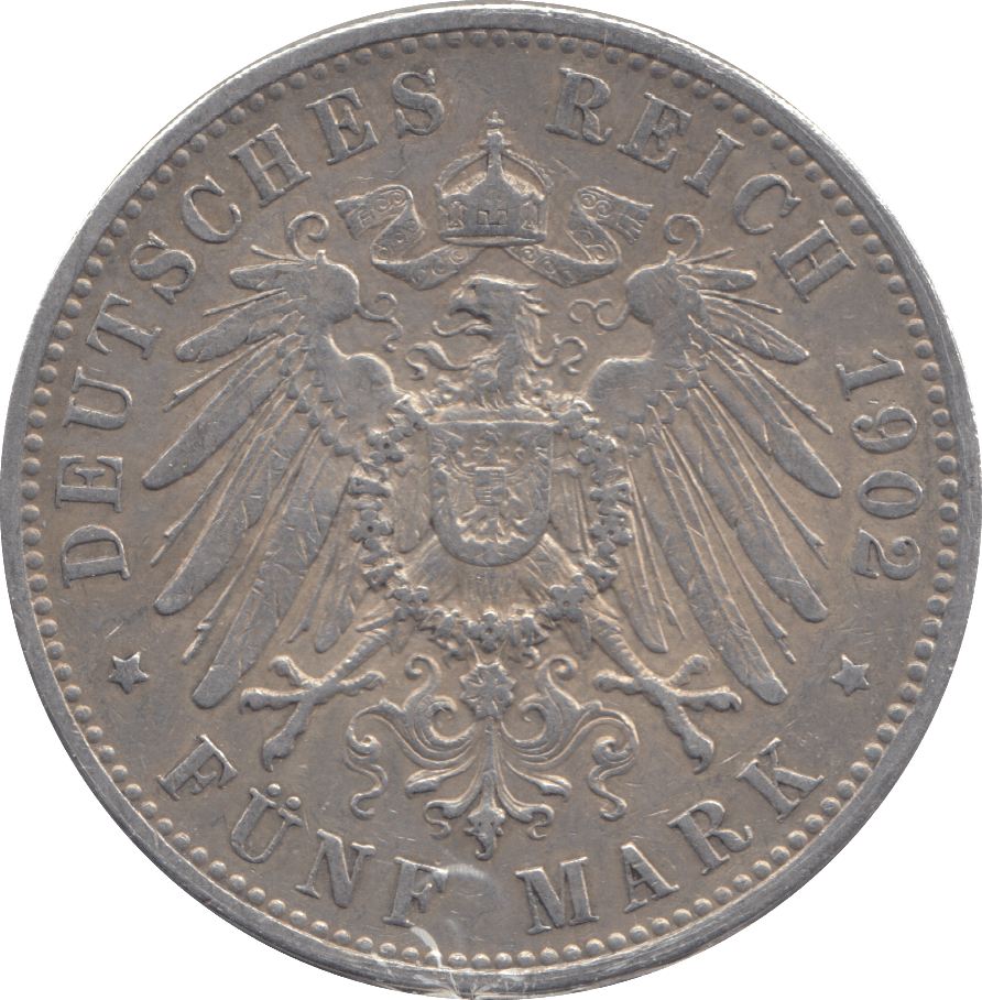 1902 5 MARK GERMANY - WORLD COINS - Cambridgeshire Coins