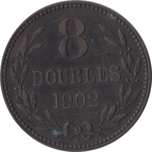 1902 8 DOUBLES GUERNSEY - WORLD COINS - Cambridgeshire Coins