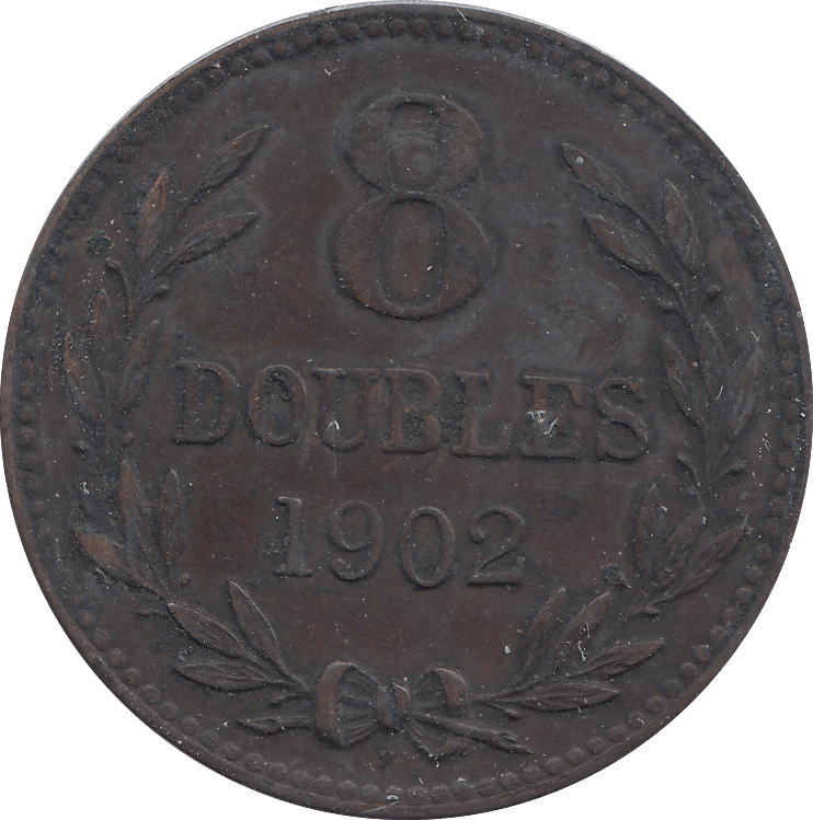 1902 8 DOUBLES GUERNSEY - WORLD COINS - Cambridgeshire Coins