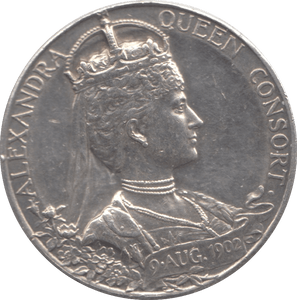 1902 CORONATION KING EDWARD VII QUEEN ALEXANDRA SILVER MEDALLION - WORLD COINS - Cambridgeshire Coins